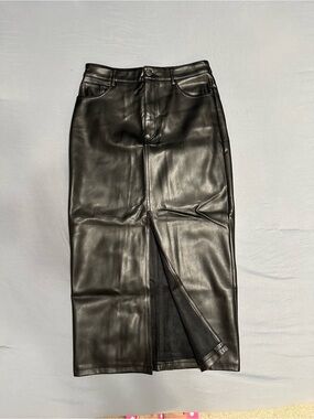 Dynamite Black Faux Leather Pencil Skirt with Front Slit. BNWOT never worn